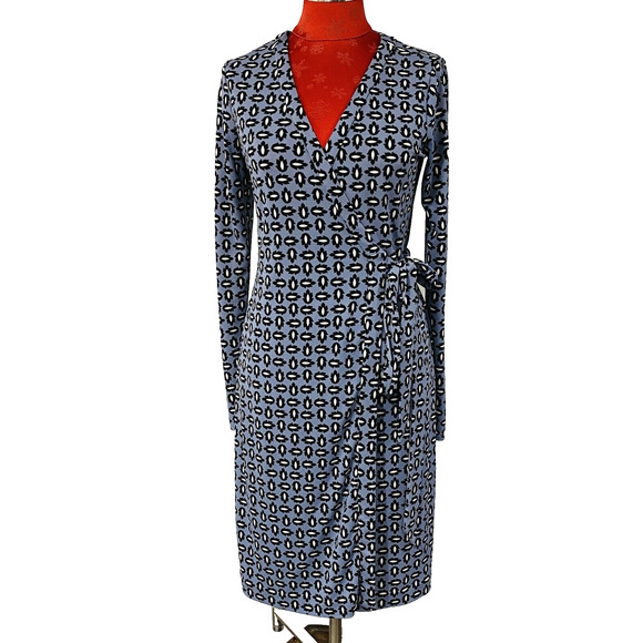 Ann Taylor True Wrap Dress Size 2T Tall Gray Black V-Neck Long Sleeve Career - Picture 1 of 11